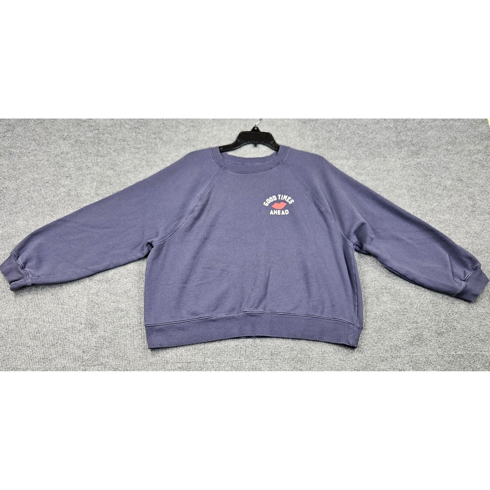 Old Navy Good Times Ahead Graphic Sweatshirt Blue Raglan Pullover Large